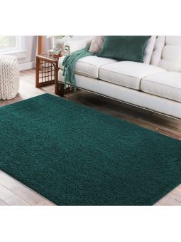 Dywan Kamel - typu Shaggy nowoczesny, mięciutki -  zieleń butelkowa